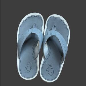 OluKai Blue and White Flip Flops